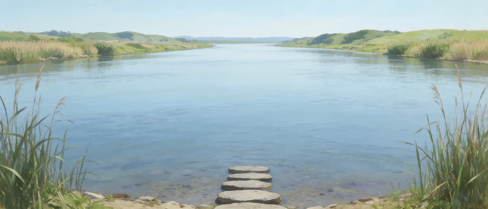 Ein Fluss mit gesetzten Trittsteinen